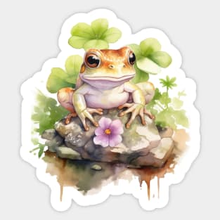 Frog Cute Flower Watercolor Sticker